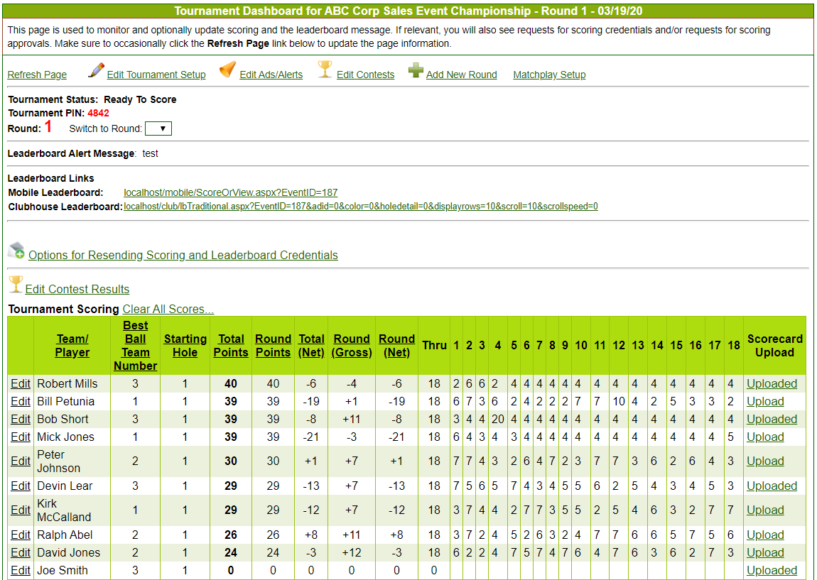 Tournament Dashboard